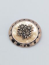 Vintage Scarf Clasp, Floral Bouquet With Peachy Pearlescent Setting