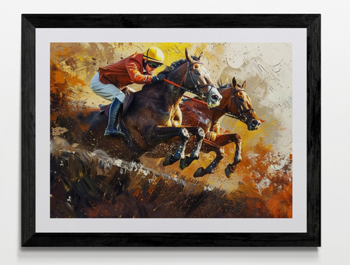 Horse racing framed canvas - horse,