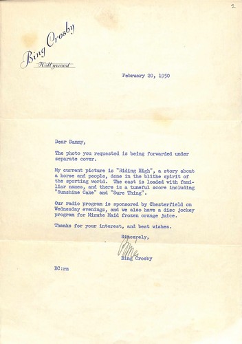 Bing crosby 1950 signed - crosby, typed