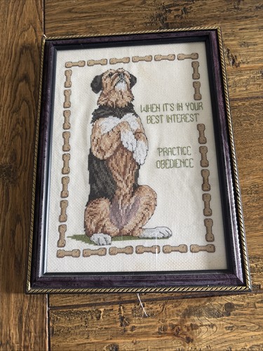 Framed completed cross stitch - framed,
