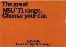 NSU Range 1970-1971 UK Market Foldout Brochure Prinz 4, 1000, 1200, TT, TTS Ro80