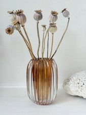 Vintage ribbed glass vase - glass,