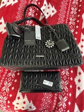 River Island Black Fashion Bag and Matching Purse Set Brand New
