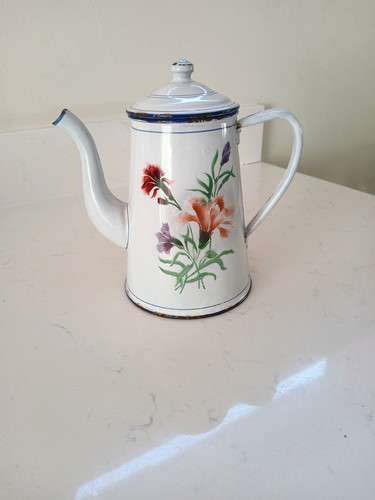 Vintage french floral enamel - vintage,