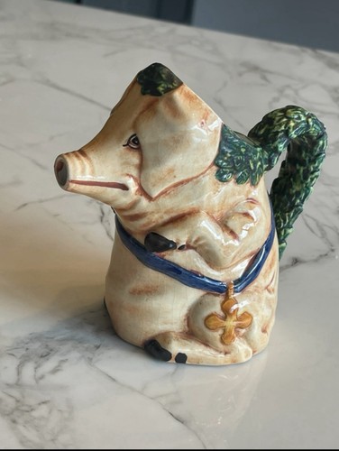 Vintage italian majolica pig - majolica,