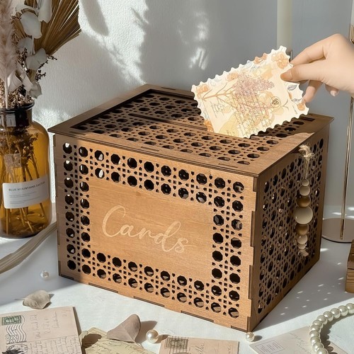 Rustic wooden wedding card box - rustic,