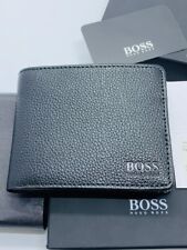 NEW MEN HUGO BOSS TRAVELLER 4CC BIFOD BLACK LEATHER WALLET WITH POCKET