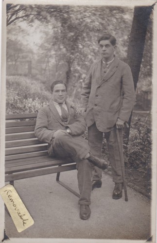 Old photo men suit - photo, walking