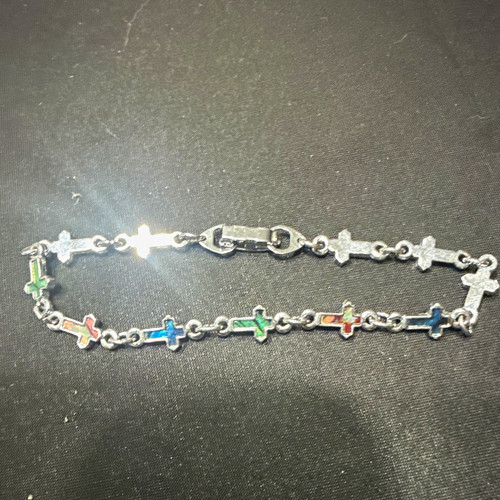 Silver tone multicolor enamel - silver,