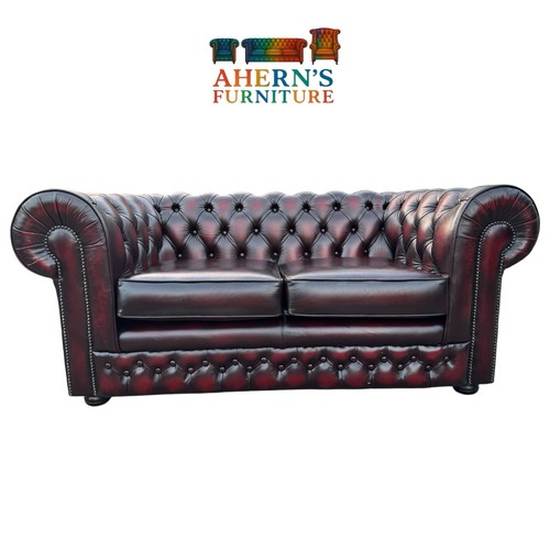 Oxblood leather chesterfield - oxblood,