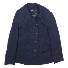 MISS SIXTY Womens Navy Blue Peacoat Jacket M Wool Blend Double Breasted Button