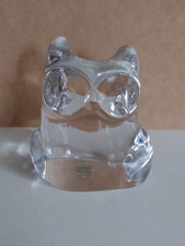Orrefors Glass Swedish Scandi Owl Figurine / Paperweight Ornament with label