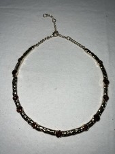 Gold Coloured Statement Piece Necklace Adjustable Length With Brown Gemstone VGC