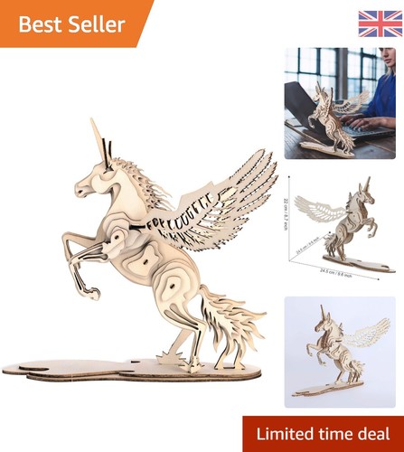 Elegant wooden unicorn - 3d,