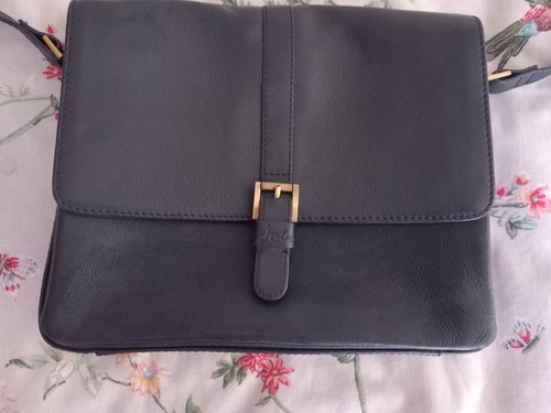 Joules medium leather bag navy - joules,