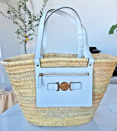 Versace white raffia bag with - white,