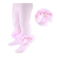Baby Girls Pink Frilly Tights 3-6 Months Romany Spanish Tutu Bows Ruffles Fancy