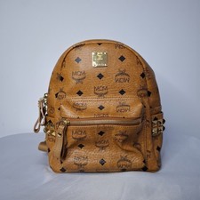 MCM Visetos Stark Side Studs Monogram Print Small Coated Canvas Mini Backpack