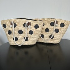Atmosphere Straw Tote/Beach Bags Polka Dots x 2