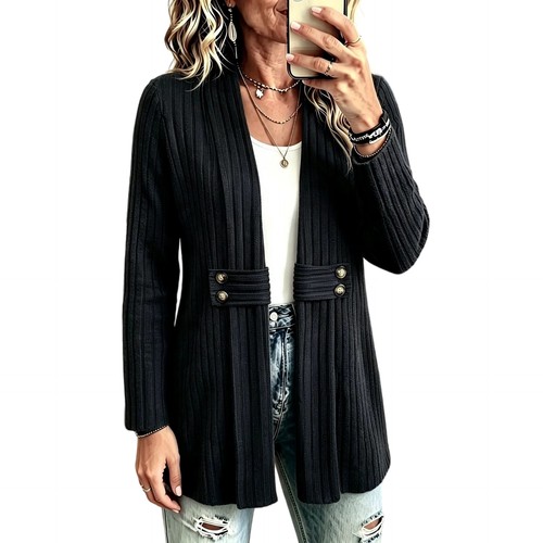 Ladies ribbed knit cardigan - ribbed,