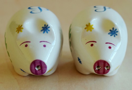 Pig cruet off white floral - cruet, off-white