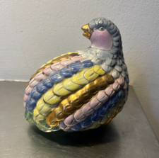 Chinese Quail Toyo Figurine Hand-Painted Ceramic Porcelain Bird Pre-1800 SIGNED