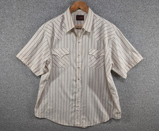 Plains Vintage Striped Western Rancher Retro Pearl Snap Button Shirt Men's XL