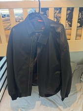 Hugo Boss Men’s Black 48” (3XL) Bomber Leather Jacket