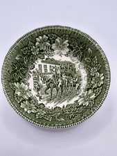 Vintage Royal Tudor Ware Staffordshire Green Bowl Coaching Taverns Pub Scene