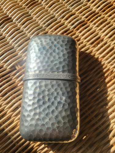 Hammered pewter hip flask - hammered,