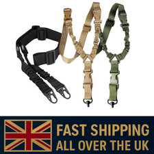 Tactical 2 Point Shoulder Rifle Gun Sling Strap Hunting Airsoft Bungee Rope UK
