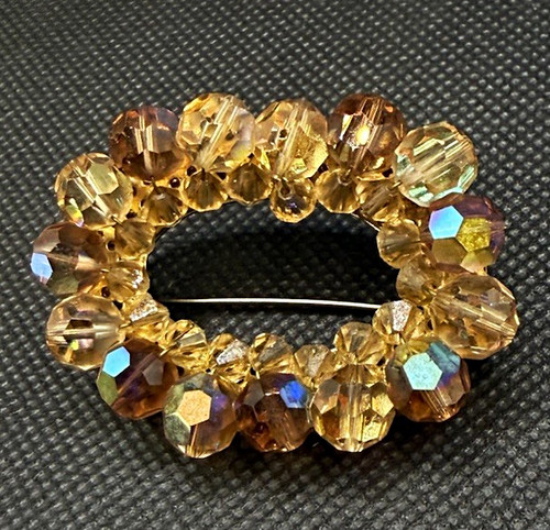 Oval amber gold glass - &,