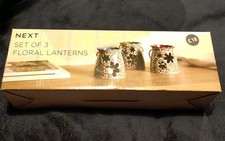 NEW Next Set of 3 Ceramic Floral Star Cut-Out Tea Light Candle Lanterns