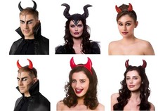 Devil Horns Halloween Fancy Dress Headband Unisex Metallic PVC Sequin Horns