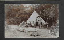 GREETINGS FROM RHODESIA' 1911 'IN CAMP' HUNTING IN CENTRAL AFRICA B&W PHOT0 PC.