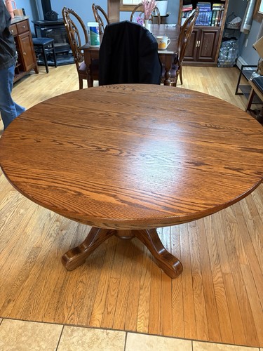 Round oak pedestal - oak, dinning