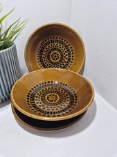 Vintage Biltons Tableware Brown Patterned Ironstone Bowls X 2 & 1 Plate 1970s 