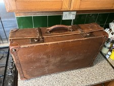 Vintage REVELATION Leather Hard Shell Suitcase 24” x 14” Brown Luggage 