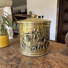 Vintage Embossed Brass & Wood