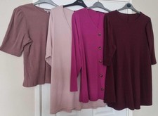 4x RIBBED TOPS - NEXT DUSKY PINK - 3 x YOURS BURGANDY / CERISE / PINK - UK 20