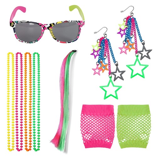 80s neon set fishnet - neon,