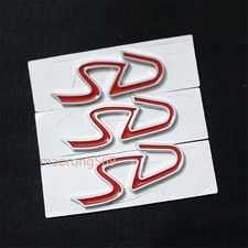 3x Small Red SD Silver Chrome