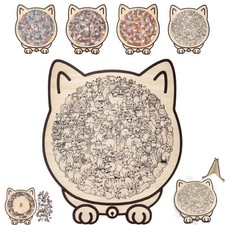 135-Piece MorandiColored Cat Shaped Wooden Jigsaw Puzzle Cats Shaped Puzzles