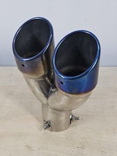 Dual Exhaust Tip Muffler Tail Pipe, Burnt Blue, Stainless Steel Straight Car ...