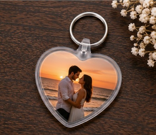 Personalised heart keyring - personalised,