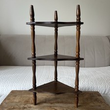 Vintage Wooden Spindle What Not 3 Tier Wall Hanging Corner Shelf Unit