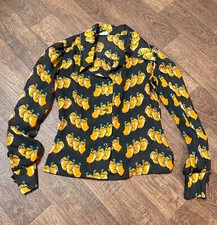 Boho Clothing | 1970s Vintage Pia & Paula Can-Can Print Blouse Size 8 Retro