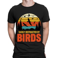 Easily Distracted By Birds Watching Vintage Mens Womens T-Shirts Tee Top #BAL