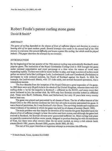 Robert foulis patent curling - robert,