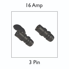 16Amp 3Pin Black Plug + Socket